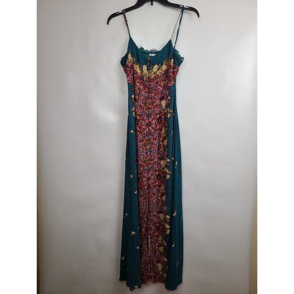 Free People Green Jade Combo BOHO Morning Song Maxi Dress Size Small - Picture 3 of 11